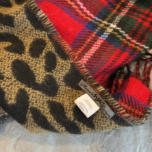 Reversible scarf plaid and leopard print - Picture 5 of 5